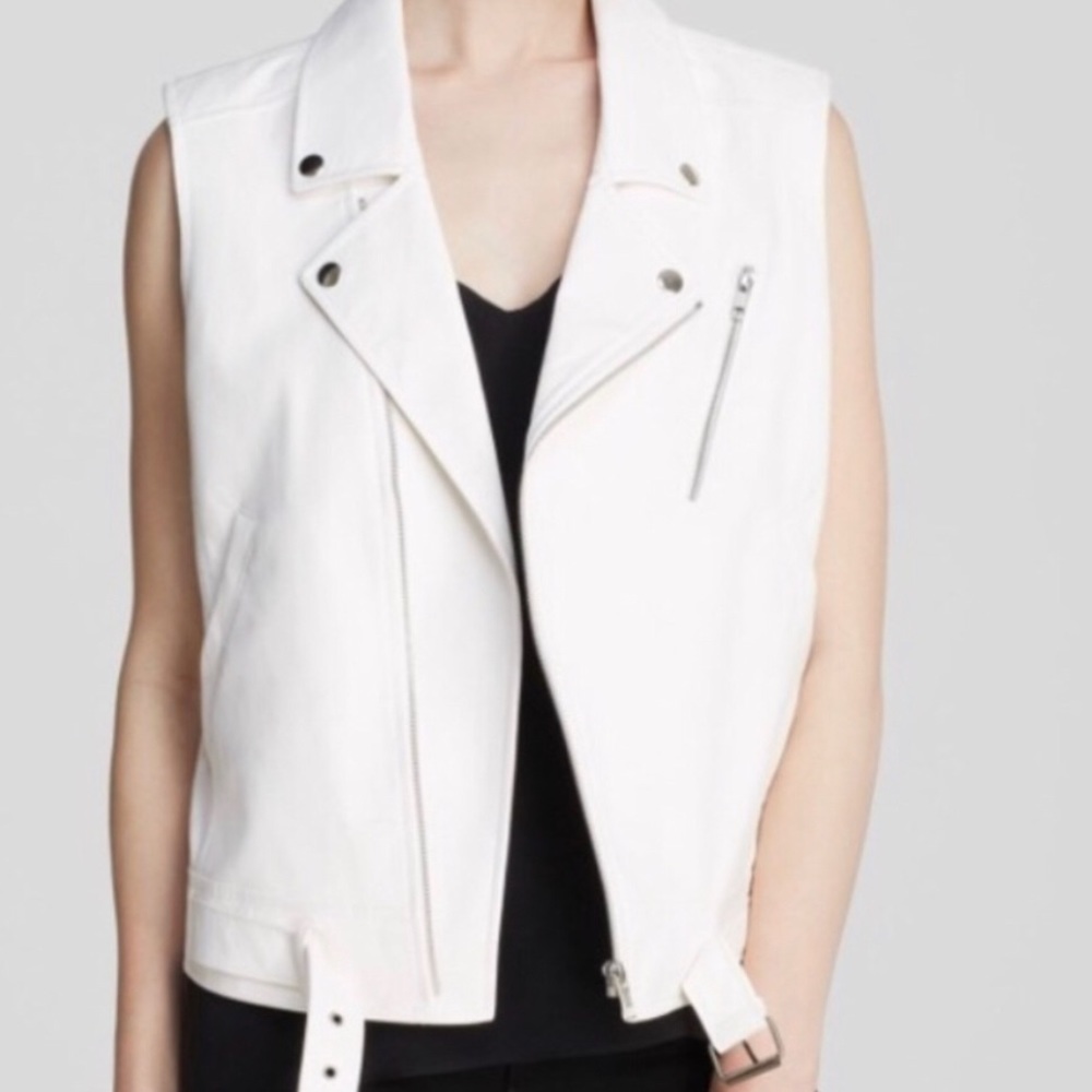 Theory Ivory Leather Vest
